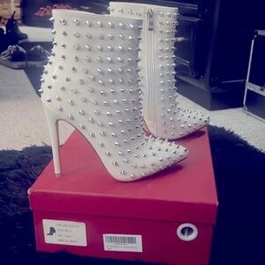 “NEW” White spike stiletto booties!